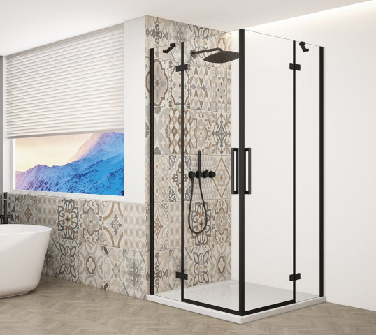 Gelco TRINITY BLACK obdélníkový sprchový kout 1200x1100mm, rohový vstup, čiré sklo