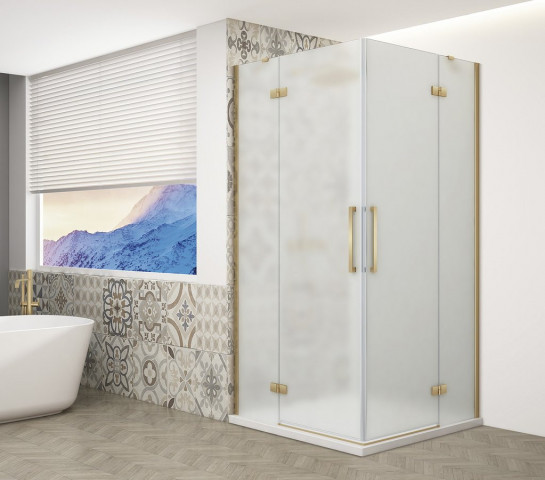 Gelco TRINITY GOLD MATT obdélníkový sprchový kout 1100x800mm, rohový vstup, matné sklo