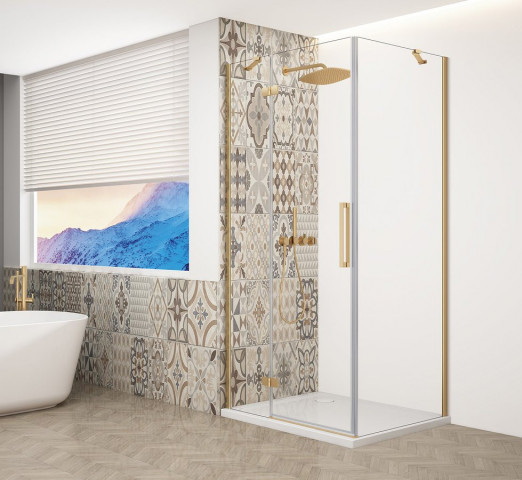 Gelco TRINITY GOLD MATT čtvercový sprchový kout 800x800mm, čiré sklo, levé