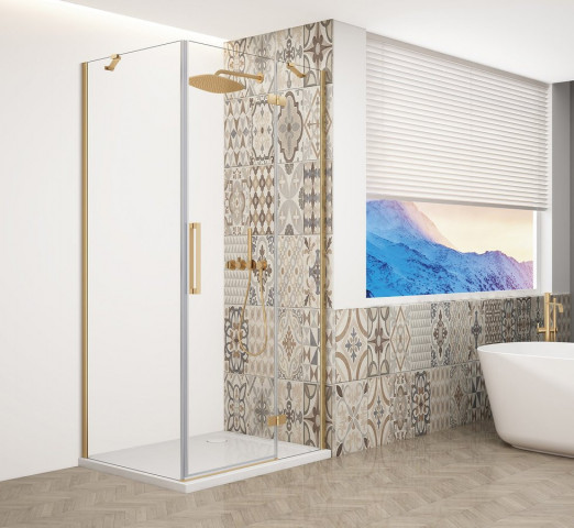 Gelco TRINITY GOLD MATT čtvercový sprchový kout 800x800mm, čiré sklo, pravé