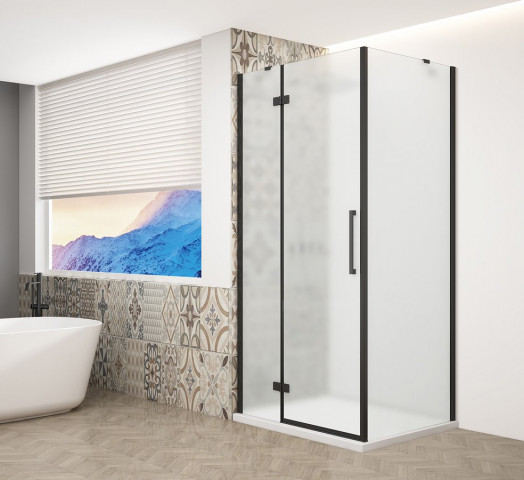 Gelco TRINITY BLACK čtvercový sprchový kout 800x800mm, matné sklo, levé