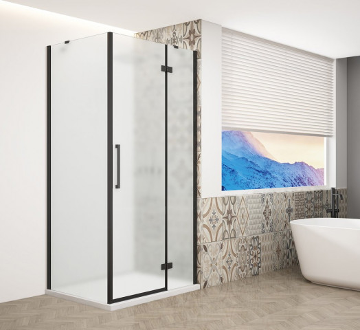 Gelco TRINITY BLACK čtvercový sprchový kout 800x800mm, matné sklo, pravé