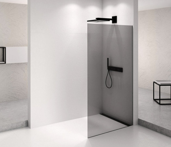 Polysan ARCHITEX BLACK MATT sprchová zástěna 1362mm, kouřové sklo