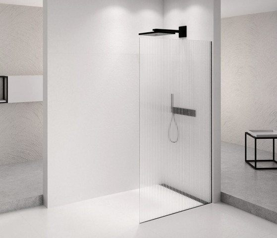Polysan ARCHITEX BLACK MATT sprchová zástěna 962mm, sklo Flute