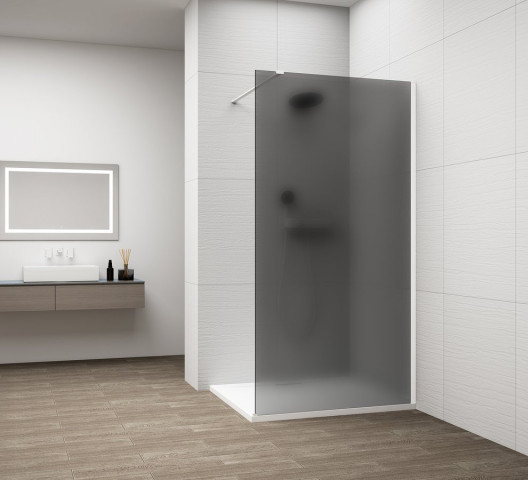 Polysan ESCA WHITE MATT jednodílná sprchová zástěna k instalaci ke stěně, kouřové matné sklo, 1200 mm