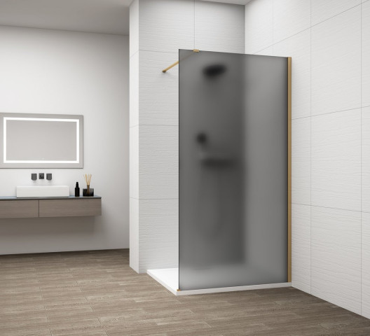 Polysan ESCA GOLD MATT jednodílná sprchová zástěna k instalaci ke stěně, kouřové matné sklo, 1400 mm