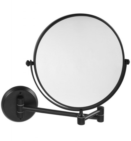 Sapho X-ROUND BLACK E kosmetické zrcátko závěsné, Ø 200mm, oboustranné, černá mat