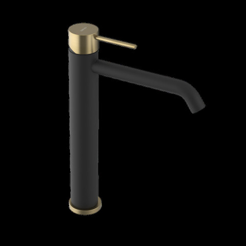 Sapho ULTRAMIX stojánková umyvadlová baterie vysoká, prodloužená hubice, černá mat/zlato mat