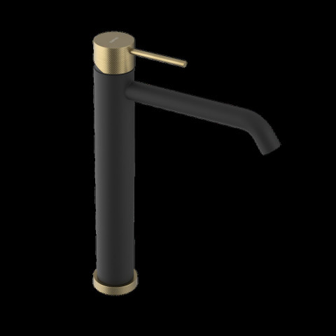 Sapho ULTRASAN stojánková umyvadlová baterie vysoká, prodloužená hubice, černá mat/zlato mat