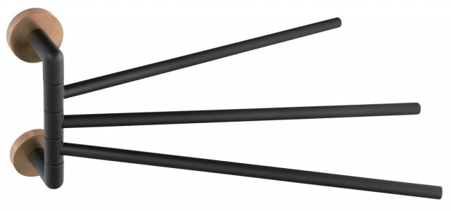 Sapho LARISSA trojitý držák ručníků otočný 350mm, černá/měď mat