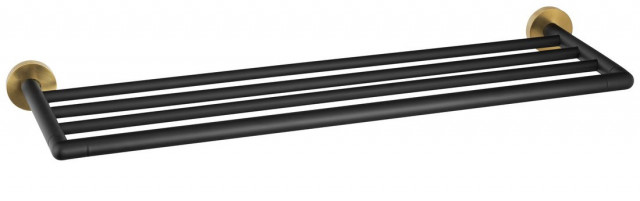 Sapho LARISSA polička na ručníky 600mm, černá/zlato mat