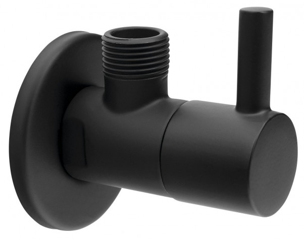 Aqualine Rohový kulový ventil 1/2"x3/8", kulatý, černá mat