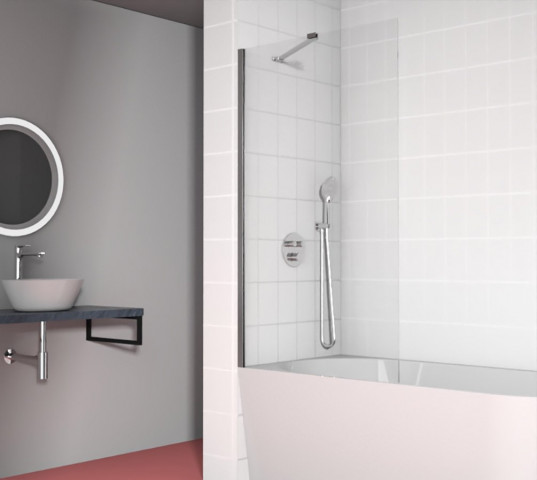 Aqualine Vanová zástěna 900x1500mm, chrom, čiré sklo