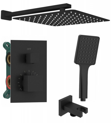 Sapho Podomítkový sprchový set s termostatickou baterií, box, 2 výstupy, černá mat