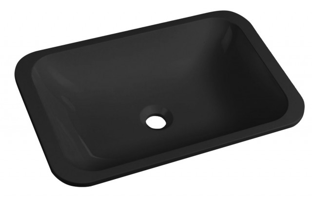 Sapho JAPURA umyvadlo zápustné, litý mramor, 55x36cm, černá mat