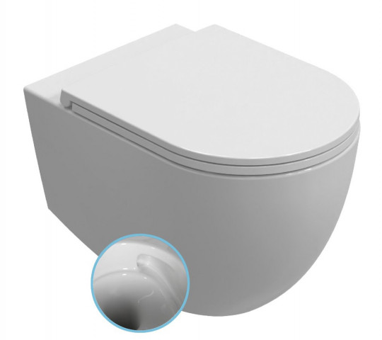 Isvea INFINITY závěsná WC mísa, Vortex Rimless, 36,5x53cm, bílá