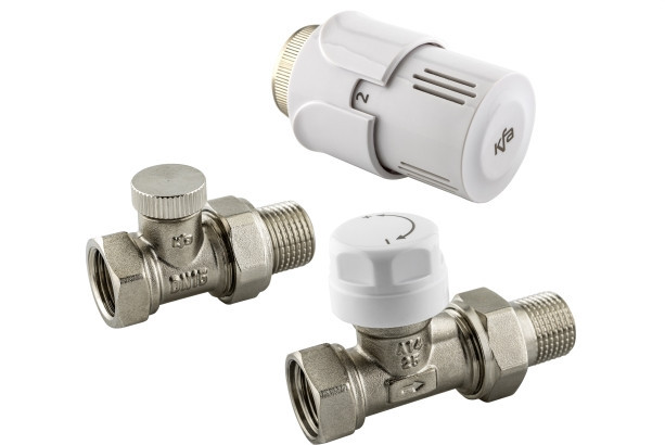 Komplet ROVNÝ připojovací ventily s termostatickou hlavicí GT2 bílá