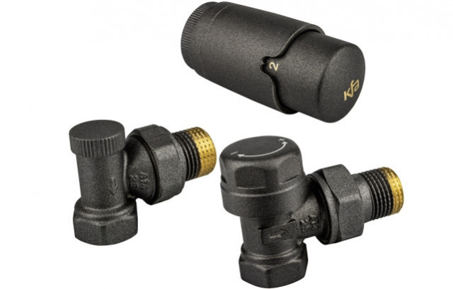 Komplet ROHOVÝ připojovací ventily GRAPHITE s termostatickou hlavicí KOMFORT PRO