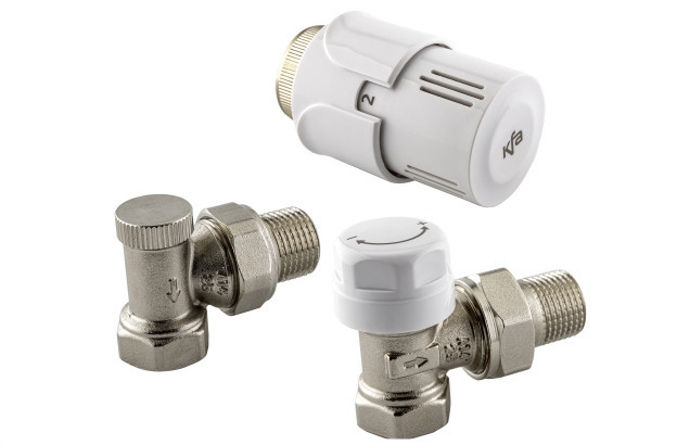 Komplet ROHOVÝ připojovací ventily s termostatickou hlavicí GT2 bílá