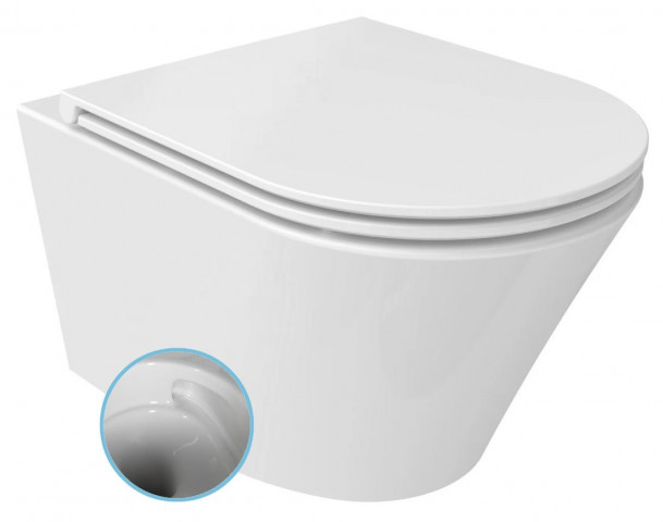 Sapho PACO závěsná WC mísa, Vortex Rimless, 36x53cm, bílá