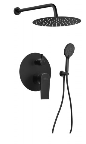 Sapho KAI podomítkový sprchový set s pákovou baterií, otočný přepínač, 2 výstupy, černá mat