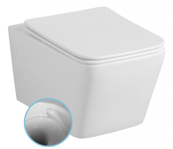 Sapho PORTO závěsná WC mísa, Vortex Rimless, 36x52cm, bílá