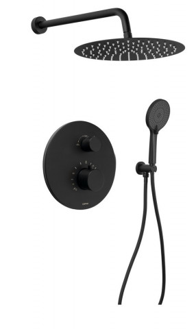 Sapho Podomítkový sprchový set s termostatickou baterií, box, 2 výstupy, černá mat