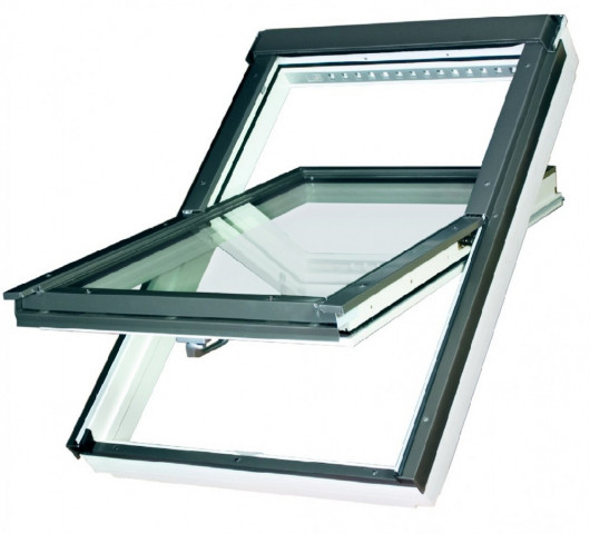 Střešní okno energoúsporné dřevěné kyvné FAKRO FTU-V U5  55x78 bílá